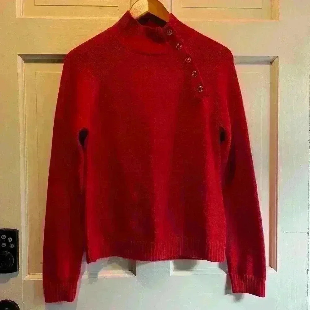 Chaps knit sweater with gold snaps